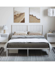 Cadre de lit métal sans matelas et tête de lit blanc 150x200 cm | Mobilier & Déco