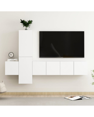 Ensemble de meubles TV 5 pcs Blanc Bois d'ingénierie | Mobilier & Déco