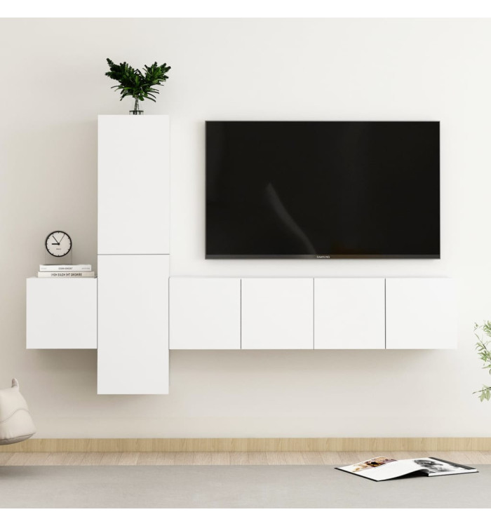 Ensemble de meubles TV 5 pcs Blanc Bois d'ingénierie | Mobilier & Déco