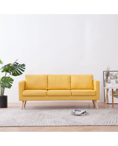 Canapé à 3 places Tissu Jaune | Mobilier & Déco
