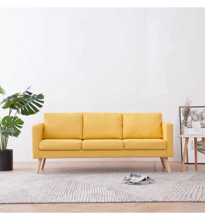 Canapé à 3 places Tissu Jaune | Mobilier & Déco