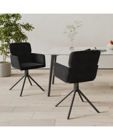 Chaises pivotantes à manger lot de 2 Noir Velours | Mobilier & Déco