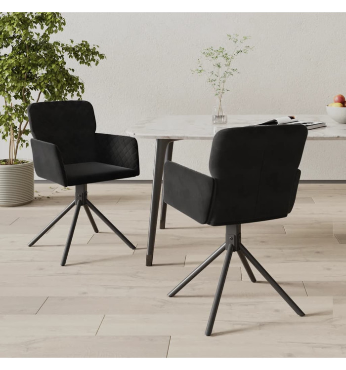 Chaises pivotantes à manger lot de 2 Noir Velours | Mobilier & Déco