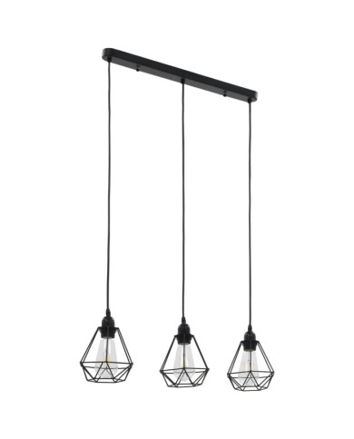 Plafonnier avec design de diamant Noir 3 ampoules E27 | Mobilier & Déco