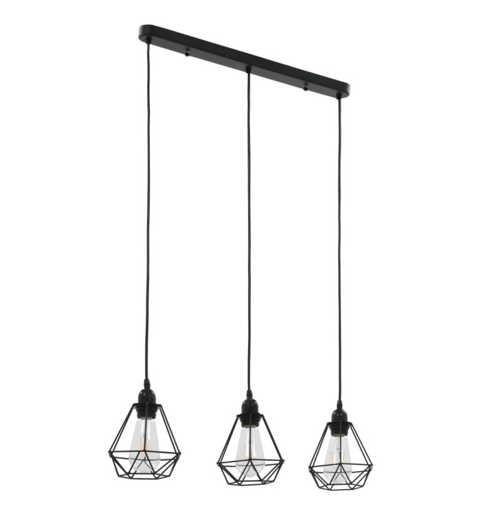 Plafonnier avec design de diamant Noir 3 ampoules E27 | Mobilier & Déco