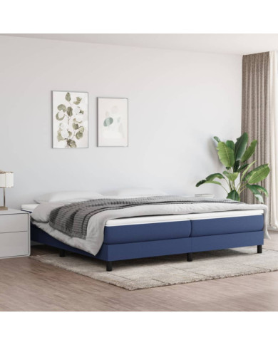 Sommier à lattes de lit avec matelas Bleu 200x200 cm Tissu | Mobilier & Déco