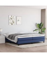 Sommier à lattes de lit avec matelas Bleu 200x200 cm Tissu | Mobilier & Déco