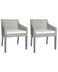 Chaises à manger avec coussins lot de 2 gris rotin naturel | Mobilier & Déco