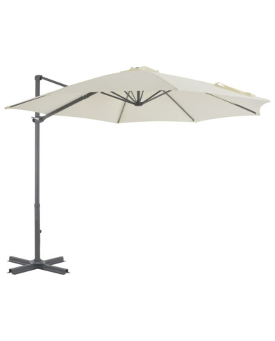 Parasol de jardin en porte-à-faux et poteau en aluminium sable | Mobilier & Déco