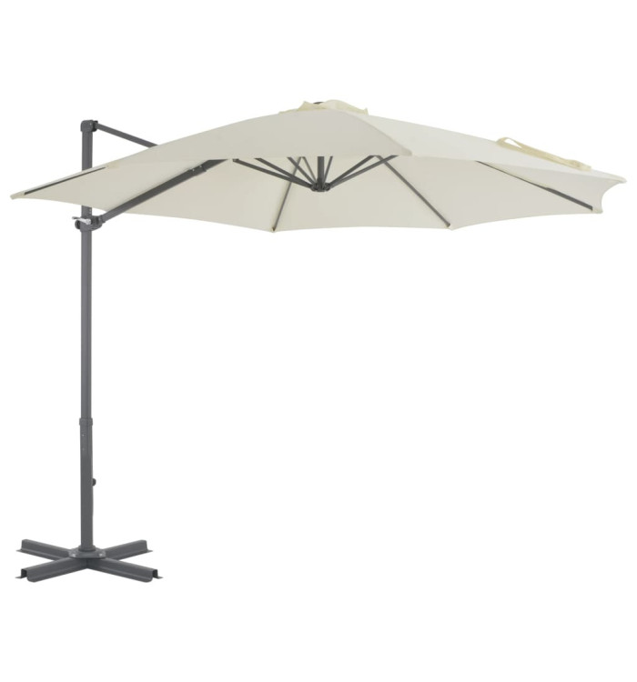 Parasol de jardin en porte-à-faux et poteau en aluminium sable | Mobilier & Déco