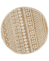 Tapis fait à la main Jute avec imprimé blanc 90 cm | Mobilier & Déco