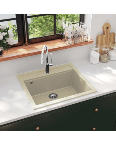 Évier de cuisine Granit Seul lavabo Beige | Mobilier & Déco
