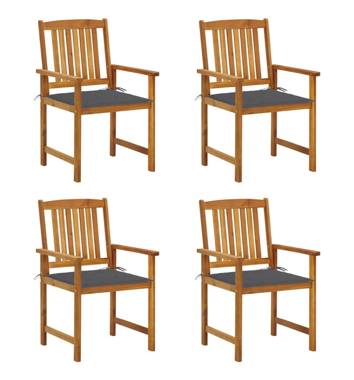 Chaises de jardin avec coussins lot de 4 Bois d'acacia massif | Mobilier & Déco