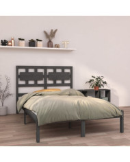 Cadre de lit sans matelas gris 150x200 cm bois massif | Mobilier & Déco