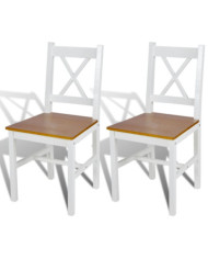 Chaises à manger lot de 2 blanc bois de pin | Mobilier & Déco