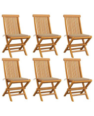 Chaises de jardin et coussins beige lot de 6 Bois teck massif | Mobilier & Déco