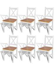 Chaises à manger lot de 6 blanc pinède | Mobilier & Déco