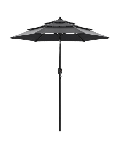 Parasol de jardin à 3 niveaux avec mât en aluminium anthracite | Mobilier & Déco