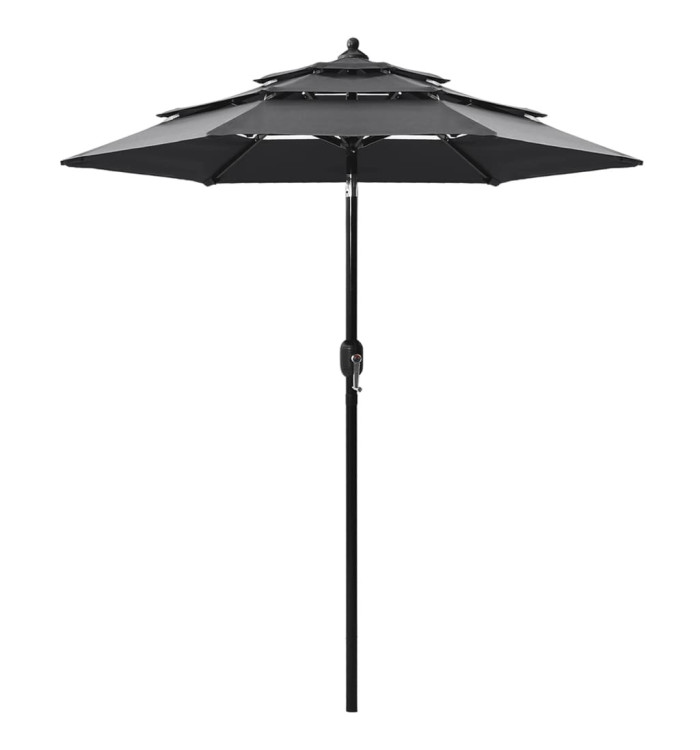 Parasol de jardin à 3 niveaux avec mât en aluminium anthracite | Mobilier & Déco
