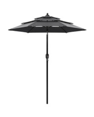 Parasol de jardin à 3 niveaux avec mât en aluminium anthracite | Mobilier & Déco