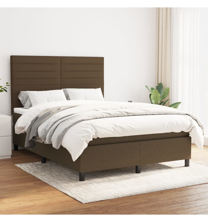 Sommier à lattes de lit avec matelas Marron foncé 140x200 cm | Mobilier & Déco