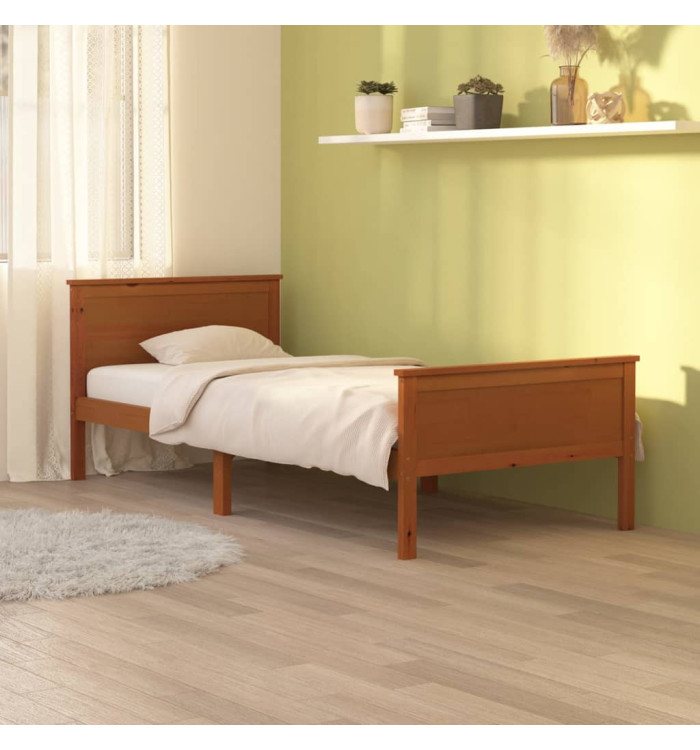 Cadre de lit sans matelas Marron miel Bois pin massif 90x200 cm | Mobilier & Déco