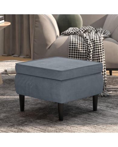 Tabouret avec pieds en bois Gris foncé Velours | Mobilier & Déco