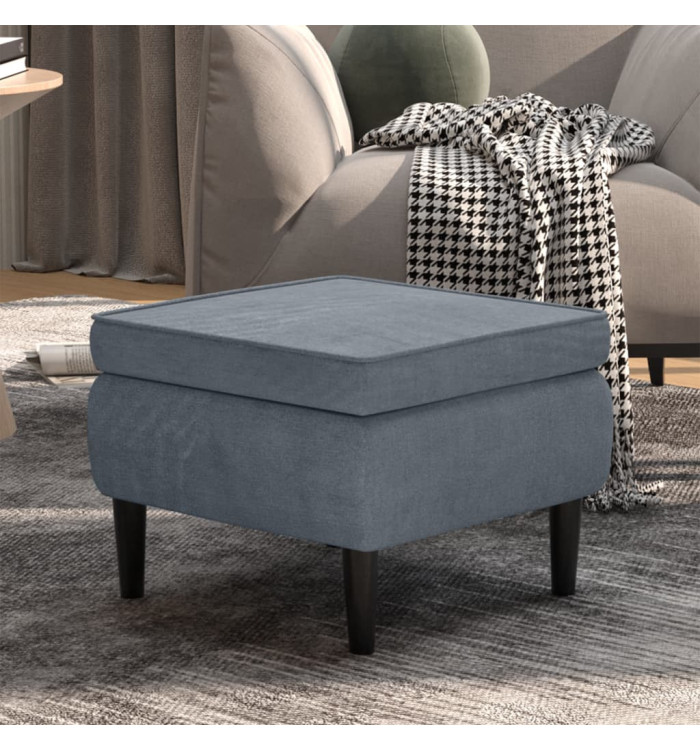 Tabouret avec pieds en bois Gris foncé Velours | Mobilier & Déco