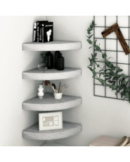 Étagères d'angle murales 4 pcs Gris béton 25x25x3,8 cm MDF | Mobilier & Déco