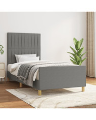 Cadre de lit sans matelas gris foncé 90x200 cm tissu | Mobilier & Déco