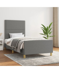 Cadre de lit sans matelas gris foncé 90x200 cm tissu | Mobilier & Déco