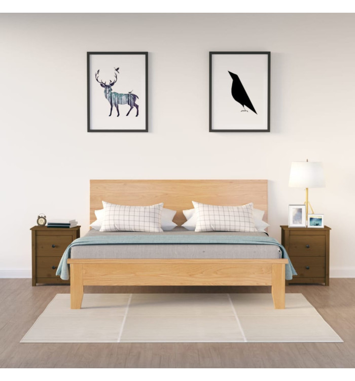 Tables de chevet 2pcs Marron miel 50x35x61,5 cm Bois pin massif | Mobilier & Déco