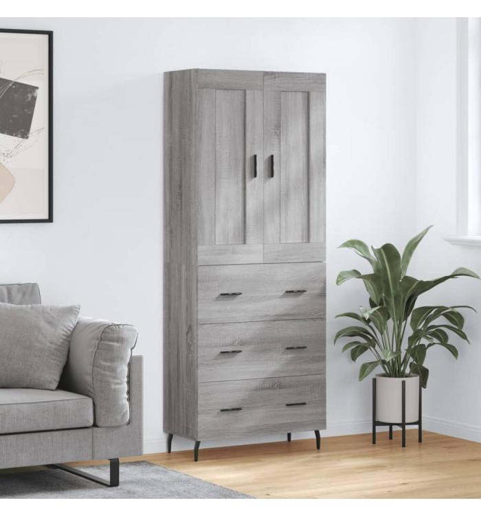 Buffet haut Sonoma gris 69,5x34x180 cm Bois d'ingénierie | Mobilier & Déco