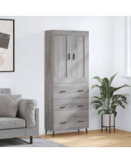 Buffet haut Sonoma gris 69,5x34x180 cm Bois d'ingénierie | Mobilier & Déco