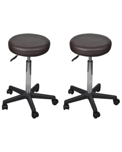 Tabourets de bureau lot de 2 Marron 35,5x84 cm Similicuir | Mobilier & Déco