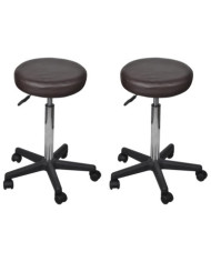 Tabourets de bureau lot de 2 Marron 35,5x84 cm Similicuir | Mobilier & Déco