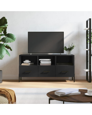Meuble TV noir 102x36x50 cm bois d'ingénierie | Mobilier & Déco