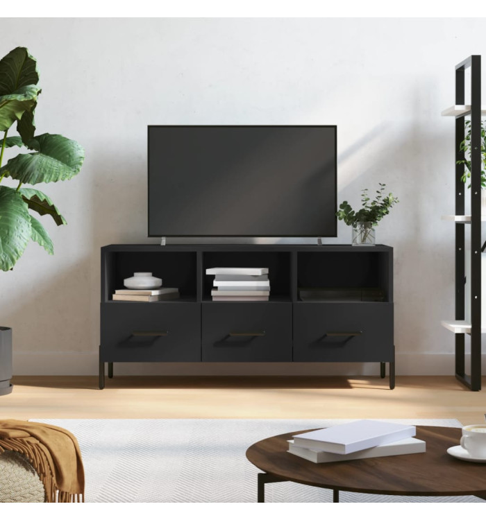 Meuble TV noir 102x36x50 cm bois d'ingénierie | Mobilier & Déco