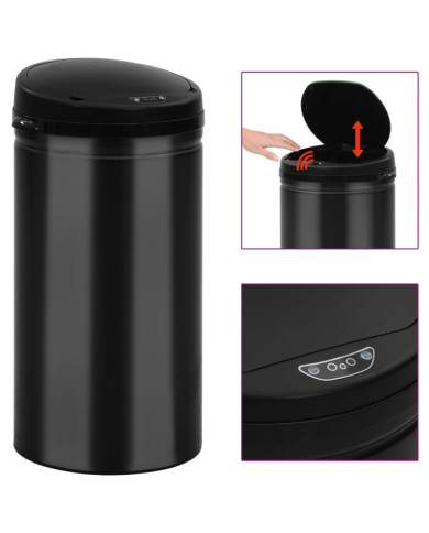 Poubelle à capteur automatique 50 L Acier au carbone Noir | Mobilier & Déco