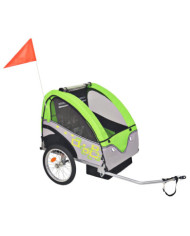 Remorque de vélo gris et vert 30 kg | Mobilier & Déco