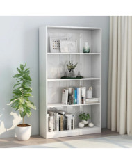 Bibliothèque à 4 niveaux Blanc brillant Bois d’ingénierie | Mobilier & Déco