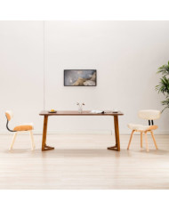 Chaises à manger lot de 2 crème bois courbé et similicuir | Mobilier & Déco