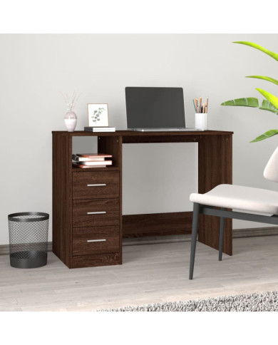 Bureau avec tiroirs Chêne marron 102x50x76 cm Bois d'ingénierie | Mobilier & Déco