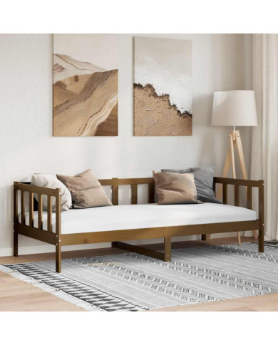 Lit de jour sans matelas marron miel bois pin massif 90x200 cm | Mobilier & Déco
