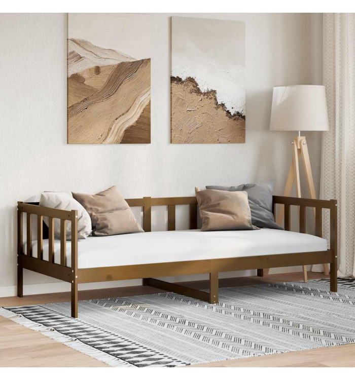 Lit de jour sans matelas marron miel bois pin massif 90x200 cm | Mobilier & Déco
