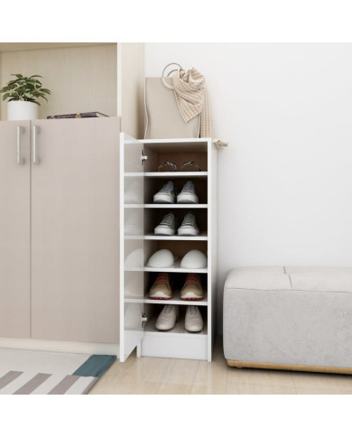 Armoire à chaussures Blanc brillant 32x35x92 cm Aggloméré | Mobilier & Déco