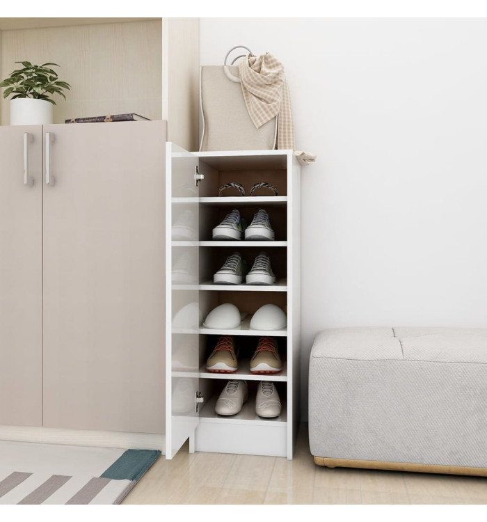 Armoire à chaussures Blanc brillant 32x35x92 cm Aggloméré | Mobilier & Déco