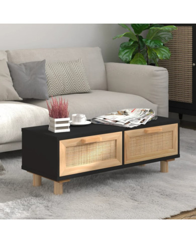 Table basse Noir 80x40x30 cm Bois d'ingénierie et pin massif | Mobilier & Déco