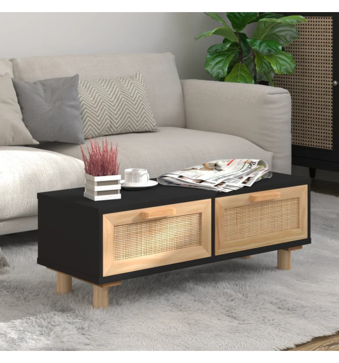 Table basse Noir 80x40x30 cm Bois d'ingénierie et pin massif | Mobilier & Déco