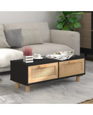 Table basse Noir 80x40x30 cm Bois d'ingénierie et pin massif | Mobilier & Déco